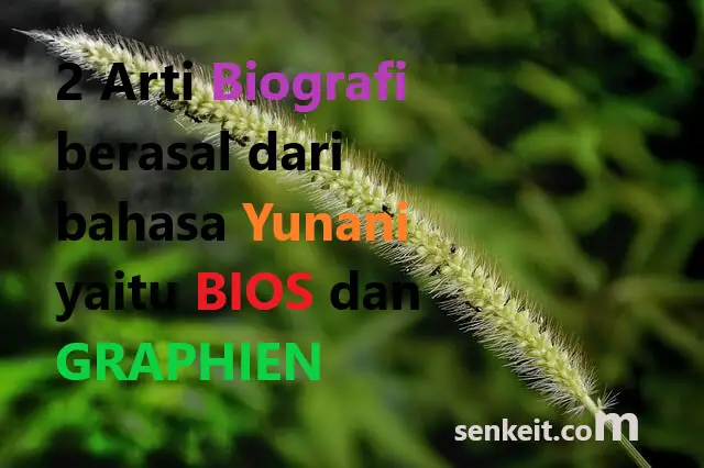 2 Arti Biografi berasal dari bahasa Yunani yaitu BIOS dan GRAPHIEN